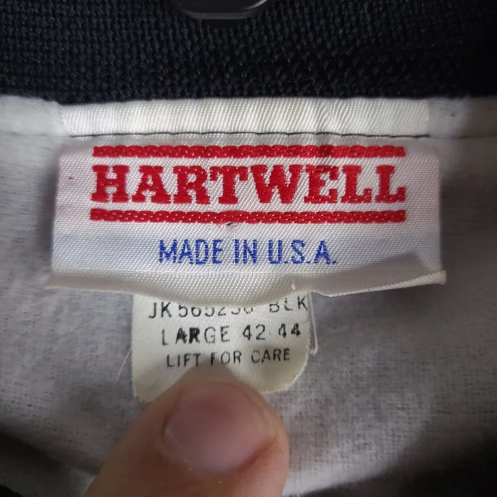 Vintage Hartwell Jacket Mens Large Black USA Made Bomber Nylon Whiteco‎ Metrocom